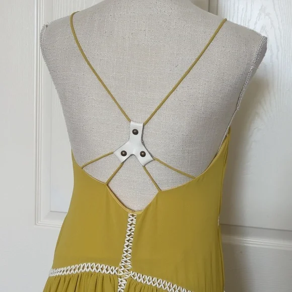 Ixiah Mustard Maxi Dress with Lace Accents - Picture 4 of 10